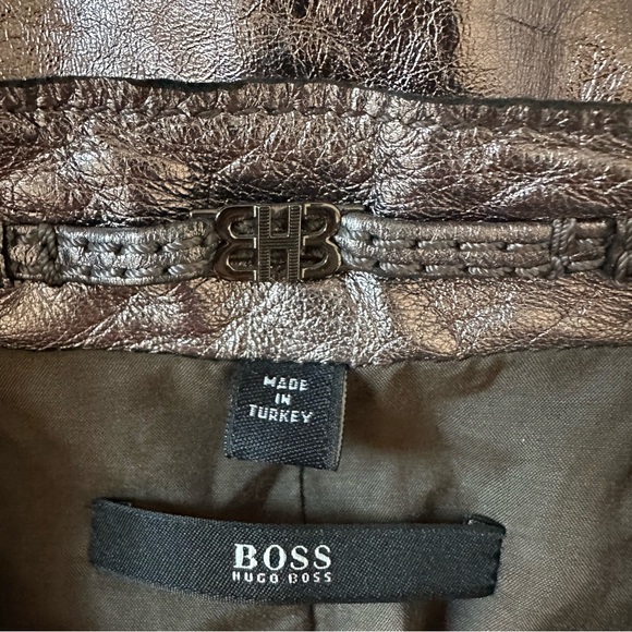 Boss Hugo Boss Silver Metallic Lamb Leather Jacket - Picture 5 of 12